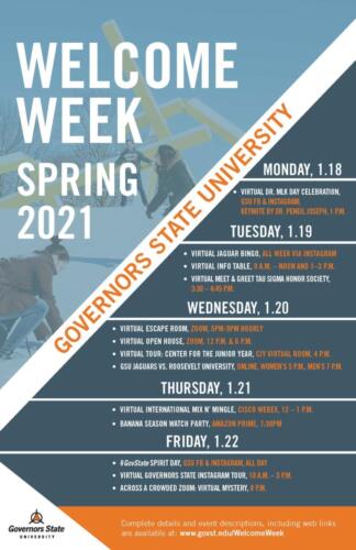 StudentLife WelcomeWeekWinter2021Schedule Poster 0121 MS draft4