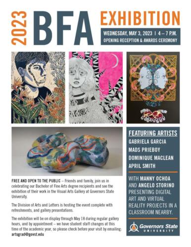 VisualArtGallery 2023BFAStudentExhibit flyer 0423 MS Finalized